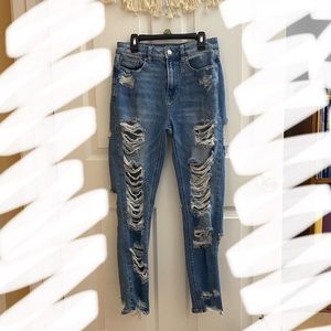 American Eagle Destroyed Stretch Mom Jeans
